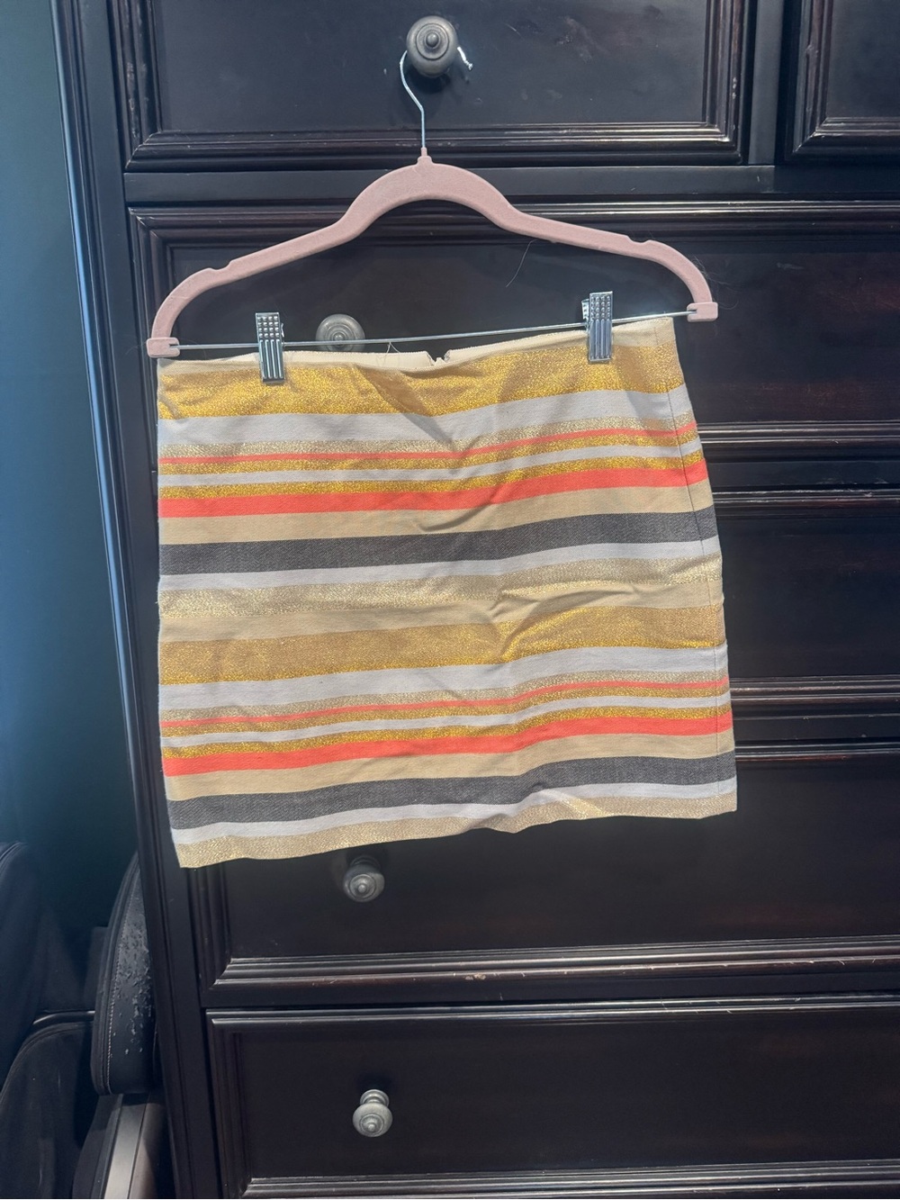 J. Crew Striped Metallic Mini Skirt in Gold, Coral, Gray, Cream, Tan